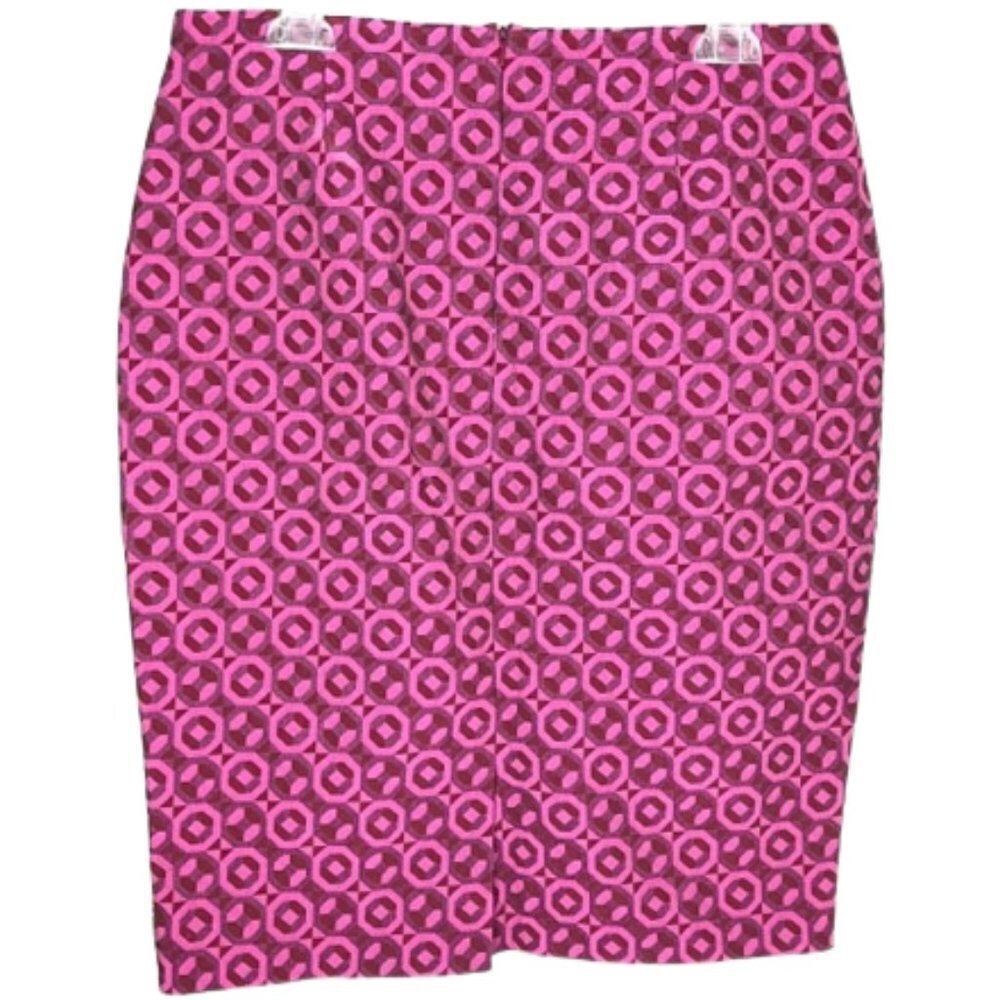Boden Modern Pencil Skirt Maroon/Pink Circles Lined - 10